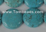 CTU1888 15.5 inches 25mm flat round imitation turquoise beads