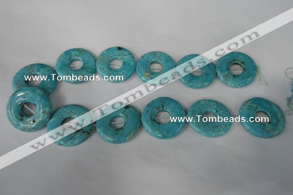 CTU1930 15.5 inches 35mm donut imitation turquoise beads