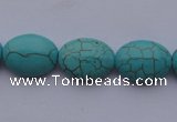 CTU20 15.5 inches 13*18mm oval blue turquoise strand beads Wholesale