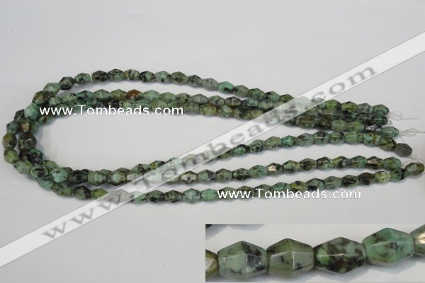 CTU2466 15.5 inches 7*8mm faceted rice African turquoise beads wholesale