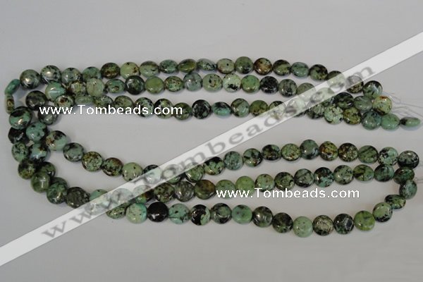 CTU2474 15.5 inches 10mm flat round African turquoise beads wholesale