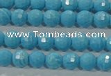 CTU2590 15.5 inches 4mm faceted round synthetic turquoise beads