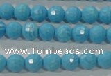 CTU2591 15.5 inches 6mm faceted round synthetic turquoise beads