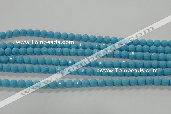 CTU2591 15.5 inches 6mm faceted round synthetic turquoise beads