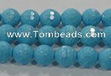 CTU2592 15.5 inches 8mm faceted round synthetic turquoise beads