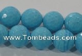 CTU2594 15.5 inches 12mm faceted round synthetic turquoise beads