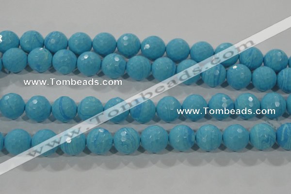 CTU2594 15.5 inches 12mm faceted round synthetic turquoise beads