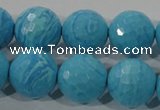 CTU2595 15.5 inches 14mm faceted round synthetic turquoise beads