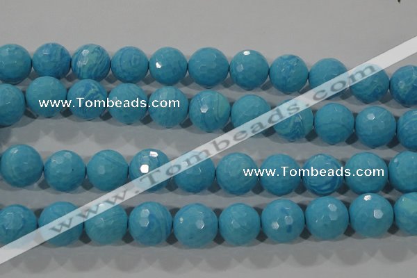 CTU2595 15.5 inches 14mm faceted round synthetic turquoise beads