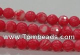 CTU2620 15.5 inches 4mm faceted round synthetic turquoise beads