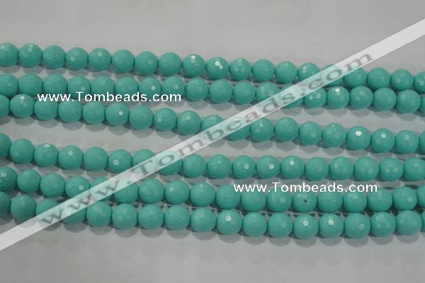 CTU2782 15.5 inches 8mm faceted round synthetic turquoise beads