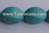 CTU28 15.5 inches 13*20mm twisted oval blue turquoise beads Wholesale