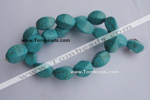 CTU28 15.5 inches 13*20mm twisted oval blue turquoise beads Wholesale