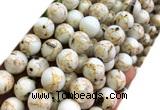 CTU3104 15 inches 12mm round gold vein howlite turquoise beads