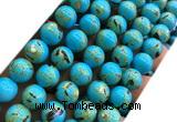 CTU3144 15 inches 10mm round gold vein howlite turquoise beads