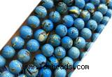 CTU3148 15 inches 8mm round gold vein howlite turquoise beads