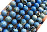 CTU3149 15 inches 10mm round gold vein howlite turquoise beads