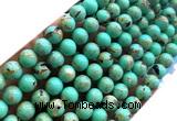 CTU3160 15 inches 4mm round gold vein howlite turquoise beads