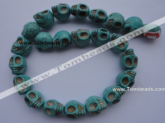 CTU32 15.5 inches 14*17*18mm skull shape blue turquoise beads
