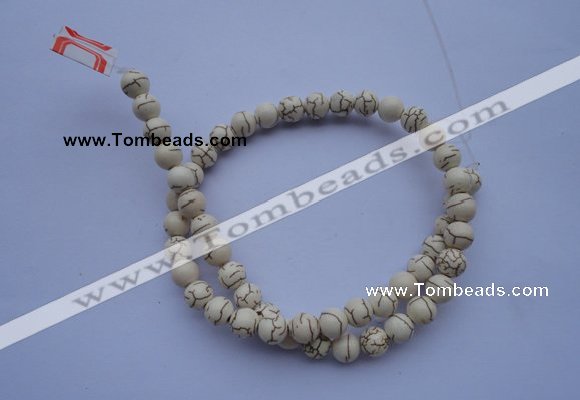 CTU34 15.5 inches 8mm round white turquoise strand beads Wholesale