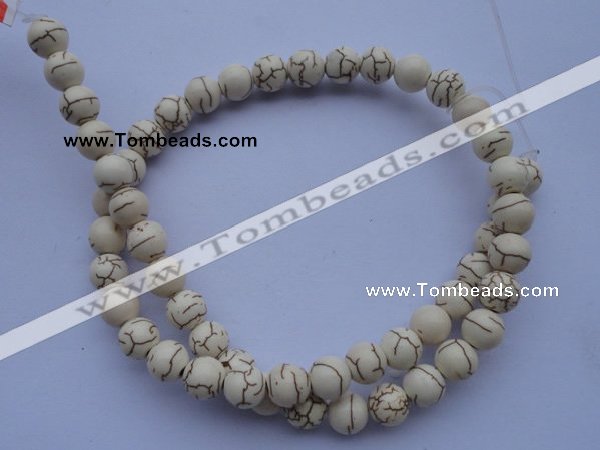 CTU36 15.5 inches 14mm round white turquoise strand beads Wholesale