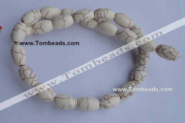 CTU38 15.5 inches 10*16mm rice shape white turquoise beads Wholesale