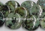 CTU417 15.5 inches 20mm flat round African turquoise beads wholesale
