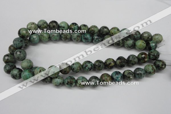 CTU555 15.5 inches 14mm faceted round African turquoise beads