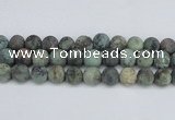 CTU567 15.5 inches 14mm round matte african turquoise beads