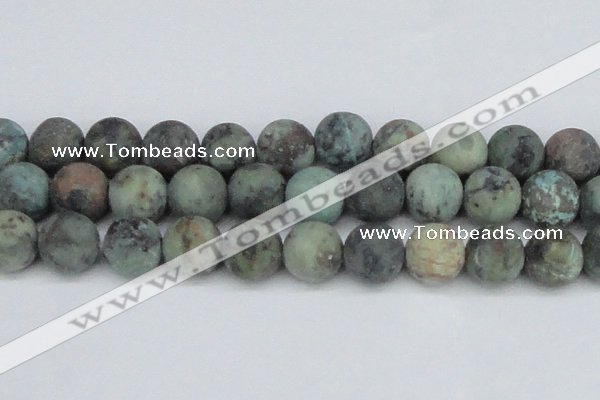 CTU567 15.5 inches 14mm round matte african turquoise beads