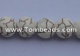 CTU69 15.5 inches 12mm round white turquoise strand beads Wholesale