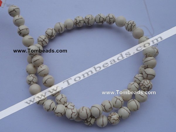 CTU69 15.5 inches 12mm round white turquoise strand beads Wholesale