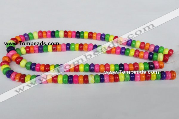CTU706 15.5 inches 6*10mm rondelle dyed turquoise beads wholesale