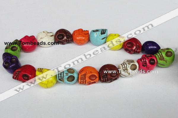 CTU713 15.5 inches 18*20*22mm skull dyed turquoise beads wholesale