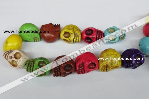 CTU714 15.5 inches 24*29*30mm skull dyed turquoise beads wholesale