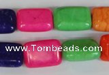 CTU719 15.5 inches 13*18mm rectangle dyed turquoise beads wholesale