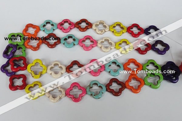 CTU723 15.5 inches 20*20mm flower dyed turquoise beads wholesale