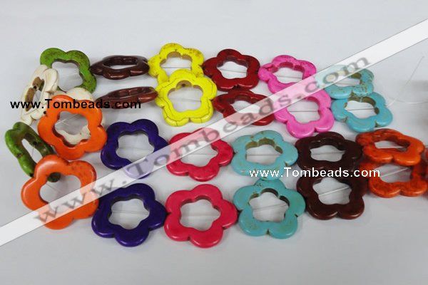 CTU724 15.5 inches 34*34mm flower dyed turquoise beads wholesale