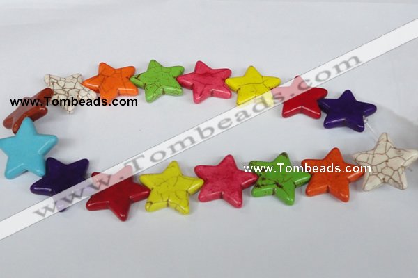 CTU728 15.5 inches 25*25mm star dyed turquoise beads wholesale