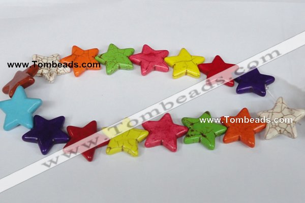 CTU729 15.5 inches 30*30mm star dyed turquoise beads wholesale