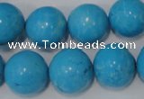 CTU855 15.5 inches 14mm round dyed turquoise beads wholesale