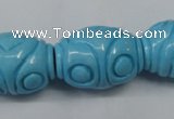 CTU886 15.5 inches 20*26mm carved rice dyed turquoise beads