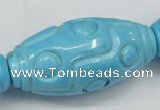 CTU887 15.5 inches 25*50mm carved rice dyed turquoise beads