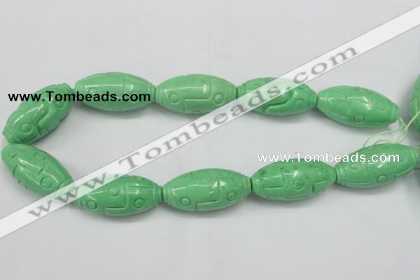 CTU889 15.5 inches 20*40mm carved rice dyed turquoise beads