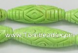 CTU892 15.5 inches 15*45mm carved rice dyed turquoise beads