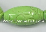 CTU894 15.5 inches 25*50mm carved rice dyed turquoise beads