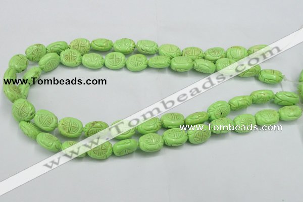 CTU895 15.5 inches 12*15mm carved oval dyed turquoise beads