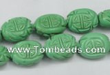 CTU896 15.5 inches 12*15mm carved oval dyed turquoise beads