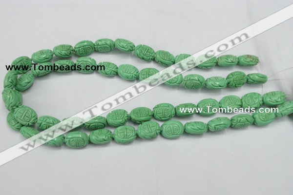 CTU896 15.5 inches 12*15mm carved oval dyed turquoise beads