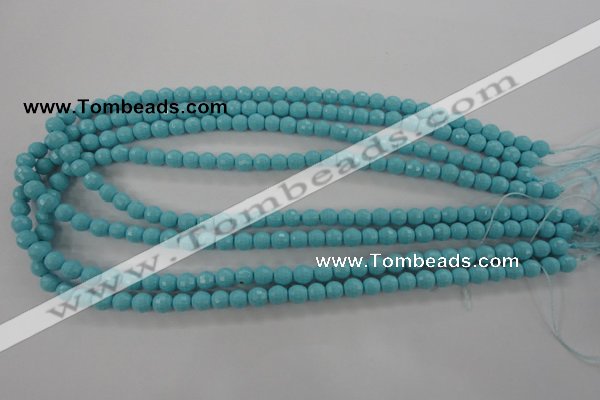 CTU911 15.5 inches 6mm faceted round synthetic turquoise beads